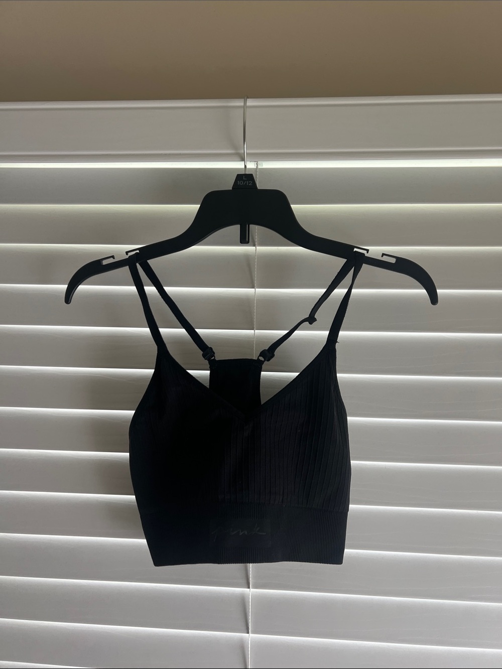 PINK Victoria's Secret Black Ribbed Sports Bra Size XS